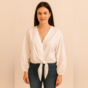 H&M Elegant White Wrap Top